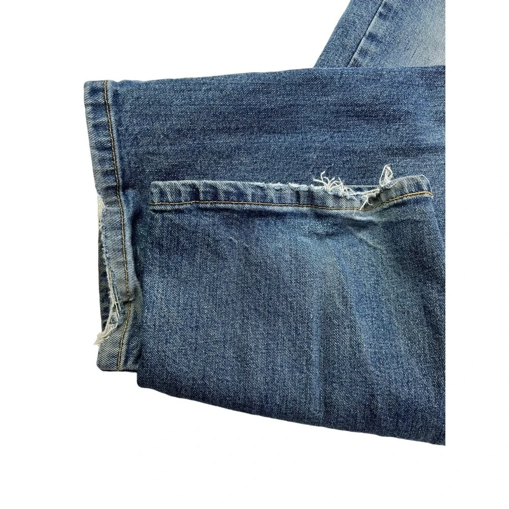 Levi's 505 Mens Tag Size‎ 40x30 Blue Wash Logo High-Rise Distressed Hems Jeans